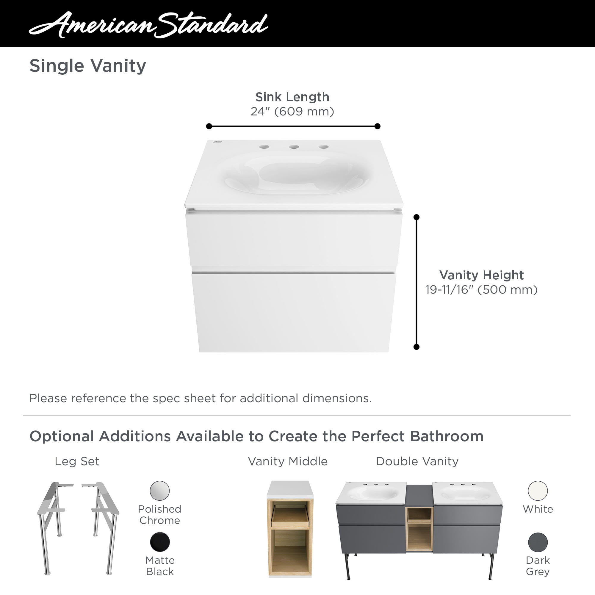 Studio® S 24-Inch Vitreous China Vanity Sink Top 8-Inch Centers